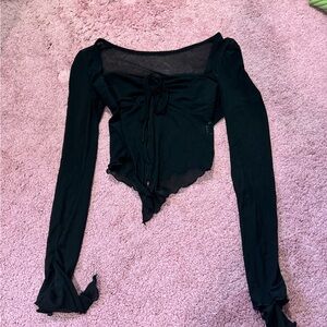 Shein black mesh long sleeve and short sleeve